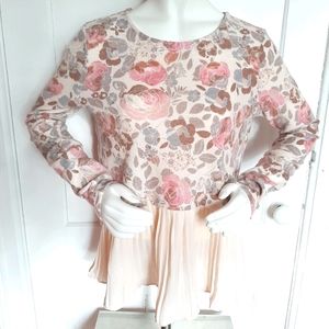 Floral Sweater with Pleated Detail